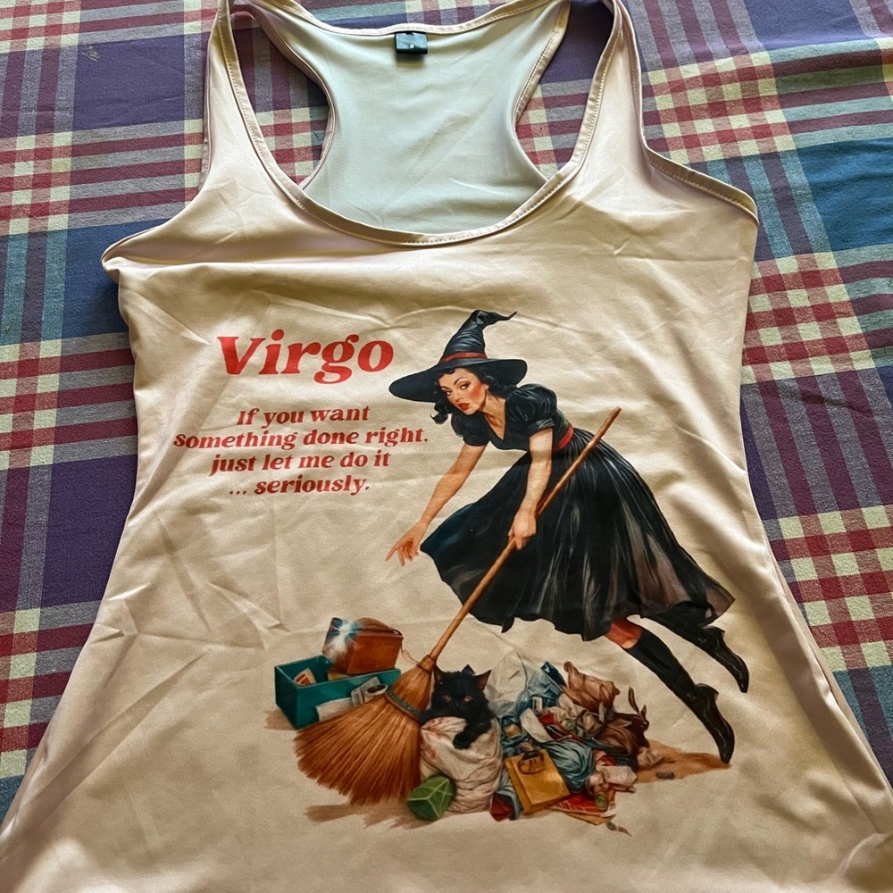 Virgo Graphic Racerback Camisole Tank Top - Light Peach